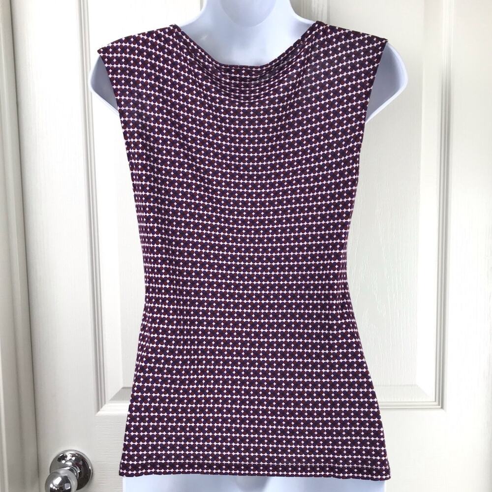 Ann Taylor Asymmetrical Neckline Top Size SP Career Office Polka Dot - Picture 3 of 6